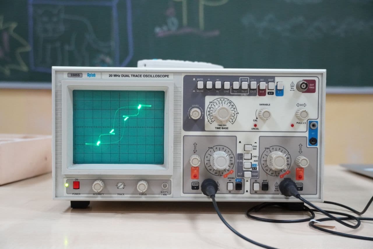 Oscilloscope showing waveform curve
